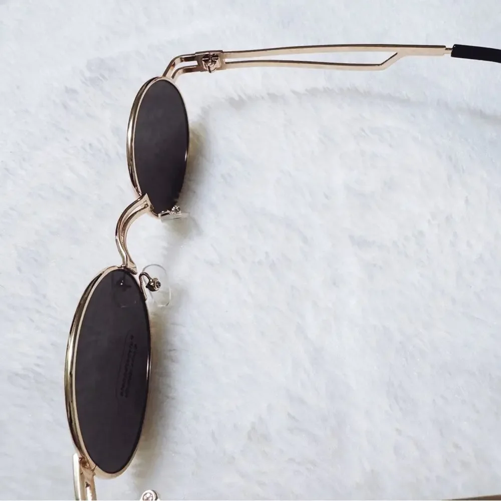 Brandon Black with Gold Rim Round Sunglasses